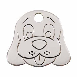 Red Dingo Stainless Steel Pet Name Tag Dog Face
