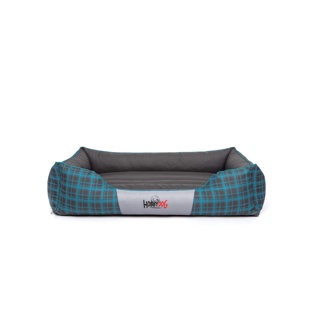 Hobby Dog Prestige Graphite with Blue Grid Dog Bed 1