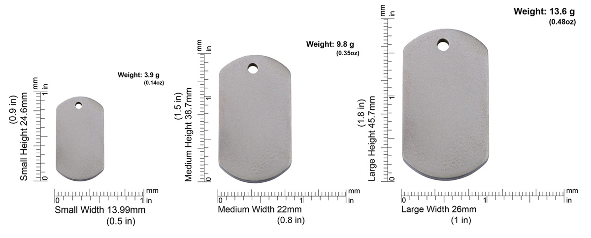 Rectangle Titanium Tag Size Guide
