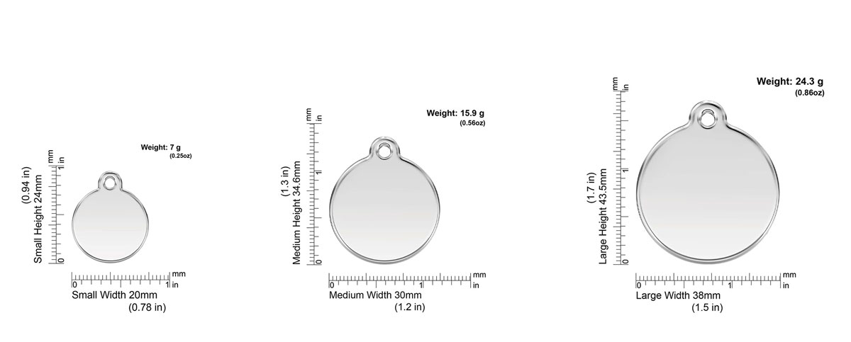 Stainless Steel and Enamel Tag Size Guide